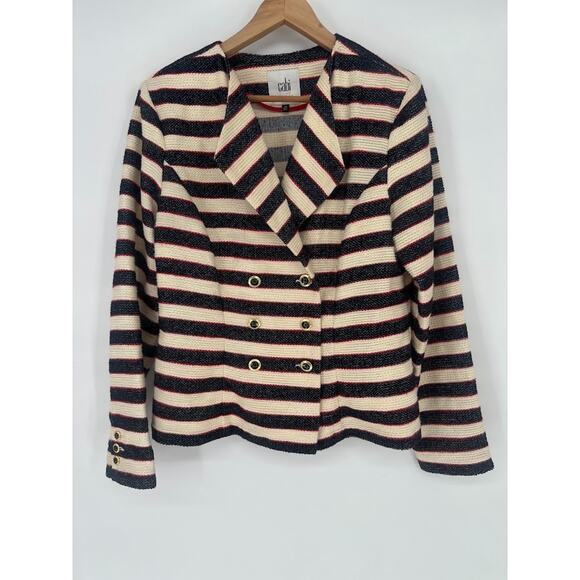 CABI Love Carol Collection #5094 Womens Size 10 Striped Cruise Jacket Nautical - Picture 2 of 8